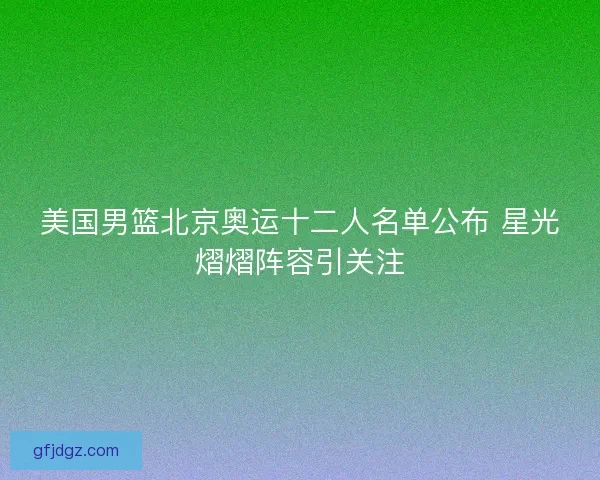 美国男篮北京奥运十二人名单公布 星光熠熠阵容引关注