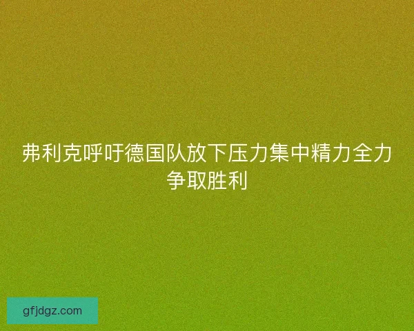 弗利克呼吁德国队放下压力集中精力全力争取胜利